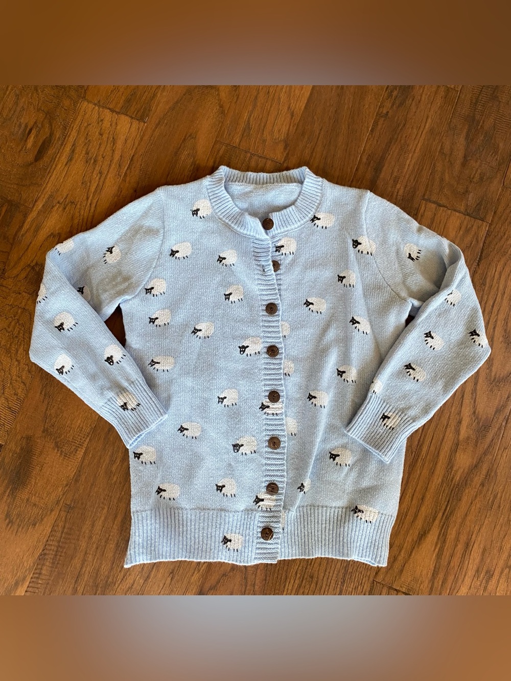 NWOT Light Blue Sheep Print Button Cardigan
